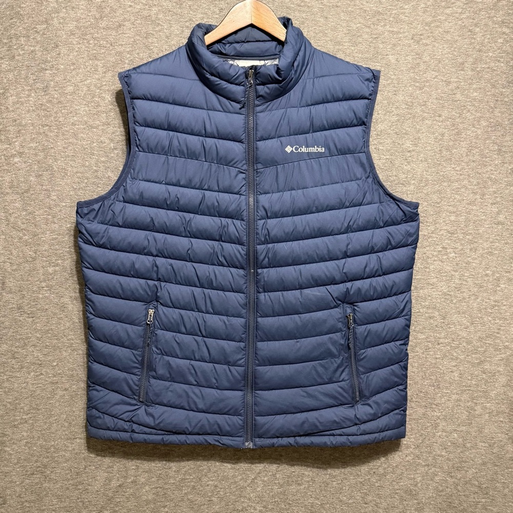 Columbia Omni-Heat Navy Quilted Puffer Vest Zipper Closure Mens Size XL